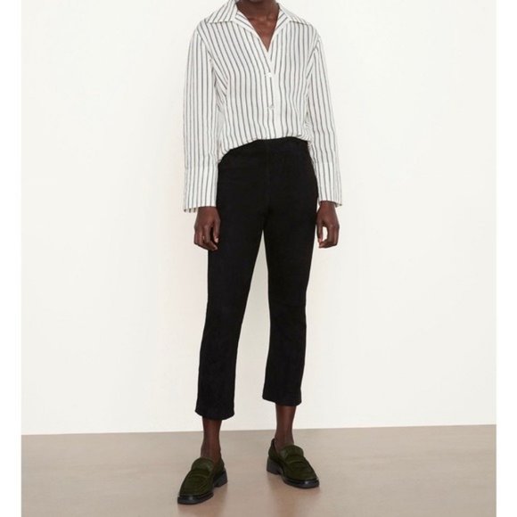 Vince Pants - Vince $1295 Stretch Genuine Suede Cropped Flare Legging Pants NWT Black L